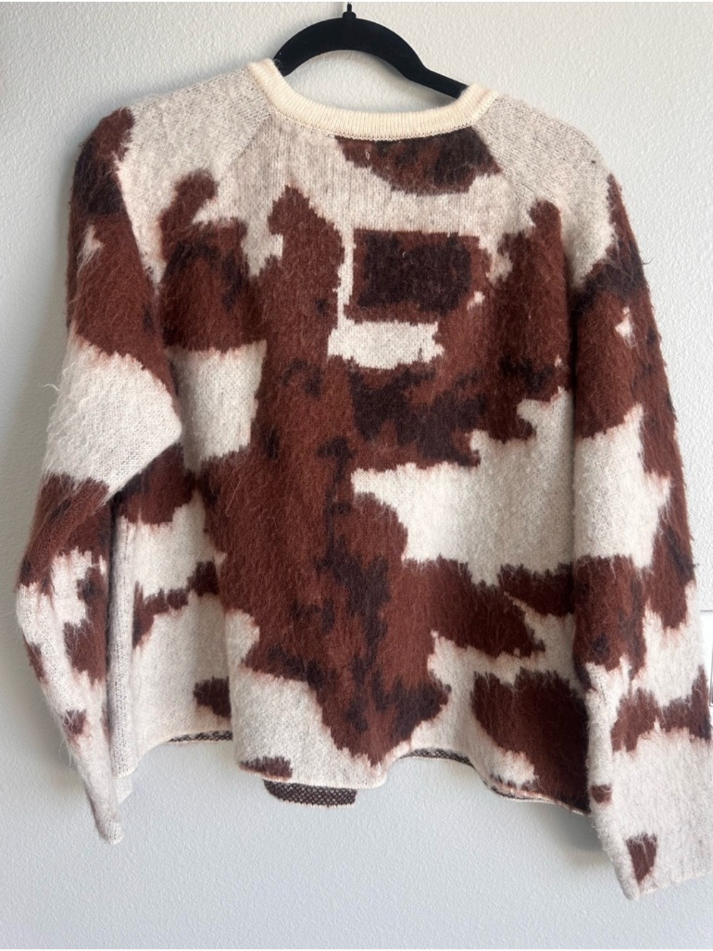 Willow & Root Brown & Cream Abstract Fuzzy Cardigan - Picture 2 of 2